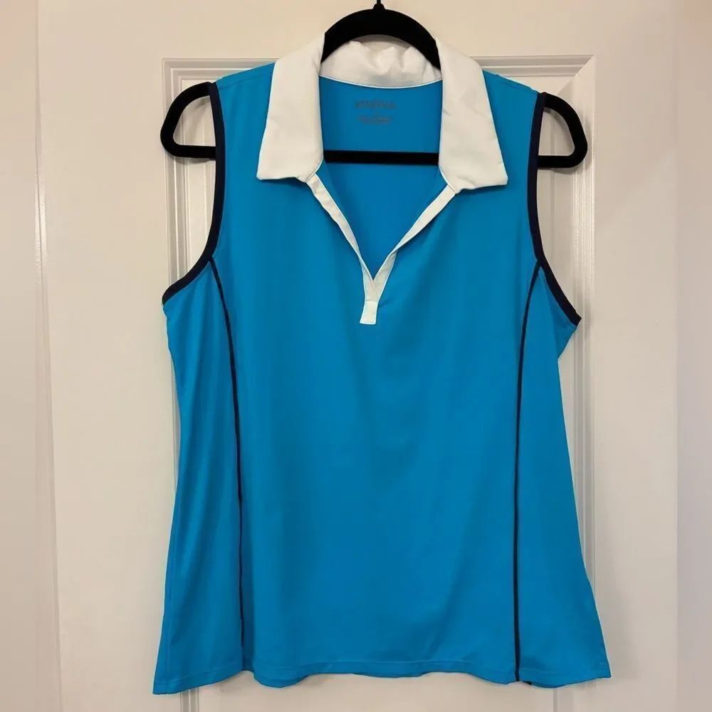 KINONA Waistline Winner Sleeveless Golf Top Turquoise Blue Women’s Size Medium